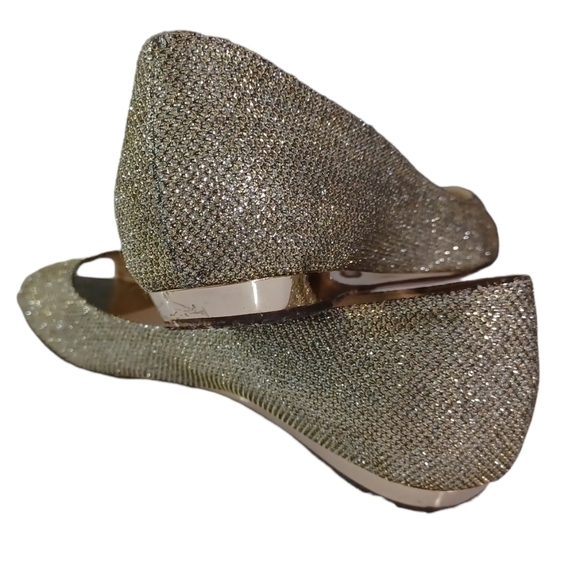 jimmy CHOO Gold Glitter Ballerina flats shoes - Picture 4 of 8